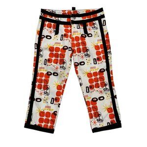 RARE DSquared2 Pants Womens Size 40 Geoprint Retro Capri Funk Pop Italy Disco